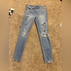 American Eagle Outfitters Light Blue Distressed Skinny Jeans